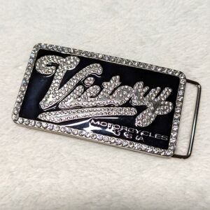 Brand New - Women's Never Worn Victory Motorcycle Black & Rhinestone Belt Buckle